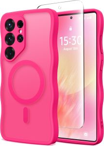 Support Military protection case S25 Ultra CAPRARO Fashion Full Camera Protection Cute Wave Translucent Matte Peach Pink TPU+PC shockproof rugged casing for Samsung
