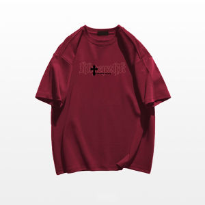 American Retro Cross Plus Size Short Sleeve T-Shirt Men and Women Plus Size Ladies Summer Loose Fashion Brand High Street Couple Wear Tops