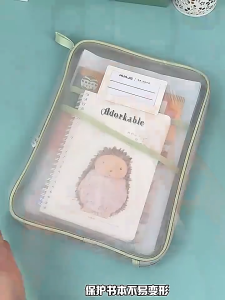 L-shaped Large Opening Book Storage Bag Student Transparent Mesh Stationery Bag Stationery Organizer 试卷书本分类袋