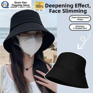 Black Face Covering Sunscreen Bucket Hat