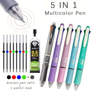 5 In 1 Multicolor Ballpoint Pen Set 4Colors 0.7mm Ball Pen and 0.5mm 1pc Automatic Pencil Art Painting Writing Supplies