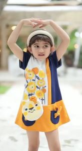 Dress Anak Perempuan Lucu Bahan Kaos - Baju Anak Perempuan Tas Lucu 1-8 Tahun 4283