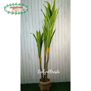 Pohon Daun Pandan Bali X3 T180 Latex Artificial Cover Pot Anyaman Purun Handle Tanaman Hias Pajangan Dekorasi