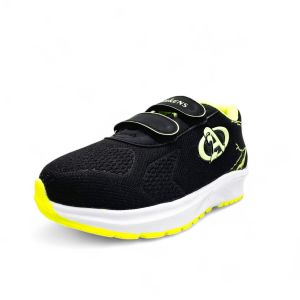 Sepatu Sekolah Anak Laki-Laki Perempuan Velcro Phylon Motif Petir Hitam Putih Original Arkens AA-124