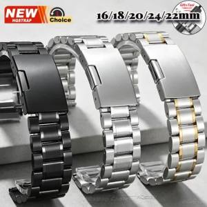 New Solid Stainless Steel Five Bead Strap 16mm 18mm 20mm 22mm 24mm Watch Band for Seiko Bracelet for Rolex Folding Buckle Belt