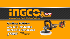 INGCO 20V LI-ION BRUSHLESS ANGLE POLISHER 400-2500RPM APLI2018