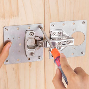 แผ่นยึดซ่อมบานพับบานพับตู้สแตนเลสแผ่นโลหะล็อคตู้ครัวบานพับประตูชุดเปลี่ยน