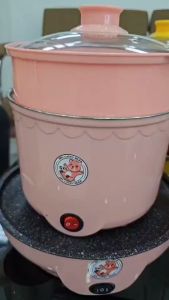 SET DUO กระทะปิ้งย่างมินิ ลายหมี 22cm พร้อมหม้อนึ่งอเนกประสงค์ ลายหมี สแตนเลส 1.8ลิตร Happo_Planet