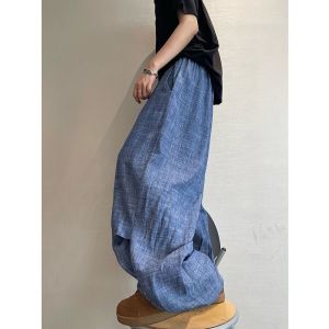 FLICBS | Oversized Denim Blue Linen Wide Leg Pants