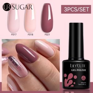 Ur Đường Lilycute 3Pcs 7Ml Cơ Sở Nowipe Áo khoác gel UV sơn móng tay Gel nghệ thuật Nguồn Cung Cấp Vernis bán vĩnh viễn Móng Tay làm móng tay nghệ thuật Ngâm Tắt bóng đèn LED UV gel UV Nail Varnish