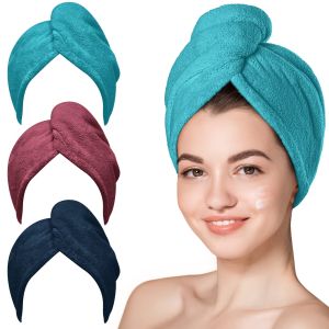 【Hot Sale+24Hours Deliver】Hicober Microfiber Hair Towel 3 Packs Hair Turbans for Wet Hair Drying Hair Wrap Towels for Curly Hair Women Anti Frizz