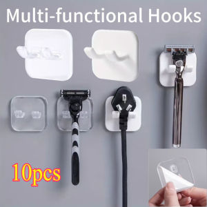 1-10pcs Wall Mount Shaving Razor Holder Shaver Rack Self Adhesive Power Plug Socket Rack Bathroom Kitchen Storage Holder