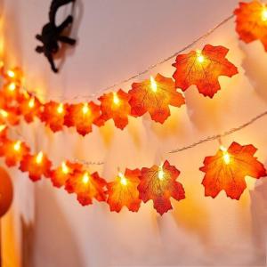 2026 Halloween Hat Pumpkin String Lights Maple Leaf Fairy Lights Battery Operated Fall Decor Lights for Indoor Party Yard