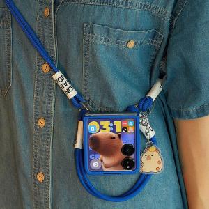 Xiaomi MixFlip Honor MagicV Huawei Nova Flip Womens Capibara Crossbody Phone Case Creative Foldable Screen Phone Cover