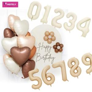 (ส่งจากไทย ) สีเอิร์ธโทน มินิมอล สีแมท ตัวเลข 32 นิ้ว หัวใจ 18 นิ้ว สี Earth Tone ตกแต่งปาร์ตี้ ถ่ายรูปสวย ลูกโป่งวันเกิด