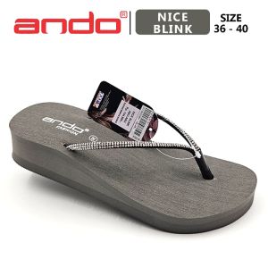 Sandal Jepit Wanita Dewasa – ANDO – NICE BLINK – Size 36-40 – Wedges – Casual – Fashion Abu-Abu