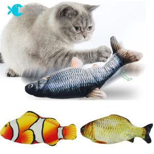 DENOSWIM Electric Dancing Fish Toys USB Charging Simulation Fish Plush Toy Interactive Cat Wagging Chewing Toys