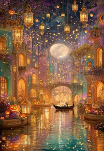 Castle Boat Night Jigsaw Puzzle 500/1000/1200/2000PCS Romantic Scene Focus Activity Leisure Time Gift