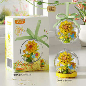 Roses Building Blocks Photo Frames Flower Bouquets Tulip Sunflowers Child Assembled Toys Holiday Gifts Desktop Ornaments Decor