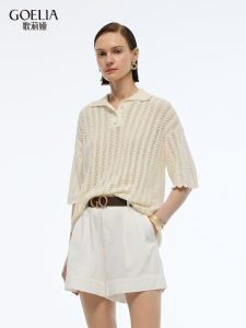 Gloria Womens Polo Shirt T-Shirt Hollow out Short Sleeve Summer Design Loose Fit Cotton Commute Style Regular Length