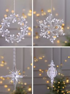 Creative Christmas ตกแต่งเกล็ดหิมะคริสตัลแขวนเครื่องประดับฉากการตั้งค่าตกแต่งผ้า Props แขวนขนาดเล็กรายการ