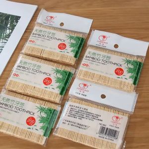 ไม้จิ้มฟัน [200 ชิ้น / แพ็ค] ไม้ไผ่แบบใช้แล้วทิ้ง ทําจากไม้ไผ่ธรรมชาติ ไม้จิ้มฟันแบบไม้