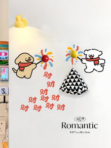 New Year Creative Magnetic Key Hook Strong Entrance Hallway Cute Little Dog Fridge Magnet Decorative Sticker Ceramic Material