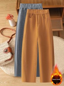 YIMING | Orange Wool Loose Warm High Waist Slim Fit Pants
