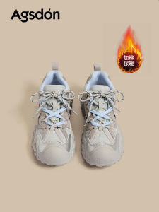 Agsdon Womens Hiking Shoes Thick Bottom Fleece Lined Sports Casual Shoes Lightweight Outdoor Autumn Winter Outdoor Boots