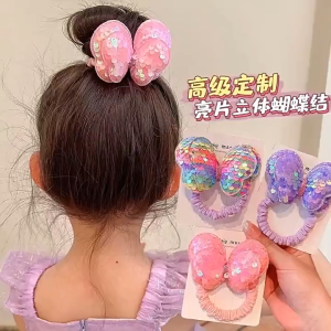 เกาหลีน่ารักโบว์เชือกผมชุดยืดหยุ่นผมผูกสําหรับเด็กสาวแฟชั่นเด็กดอกไม้ ยางรัดผม หางม้าอุปกรณ์ผม