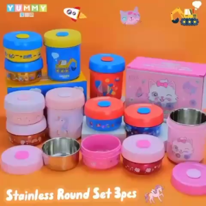 tempat makan Yummy Box Stainless Round Set 3 Pcs 1129