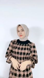 CARLINA DRESS KOTAK NIRMALA AYANA KARET KERUT WANITA SYARI MAXI