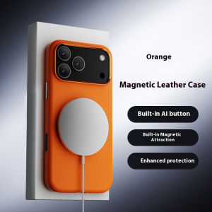 Real leather inner fiber plush skin feeling integrated AI button full package anti drop protective case for iPhone 17 Pro Max