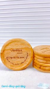[ Giá Rẻ ] Combo 100 Đế Lót Ly Tròn Gỗ Tự Nhiên Thân Thiện Môi Trường Có Khắc Tên Đường Kính 9cm
