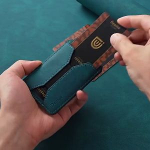 Denior Card Holder Wallet Magsafe Vintage Phone Stand Magnetic High Quality Leather Slim Case Strong Magnet Cards Pouch