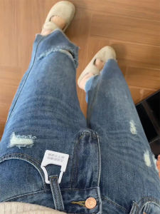 Blue Straight Leg Jeans Womens Autumn New plus Size Pear Shape Small Figure Slim Version Nine Points Wide Leg Pants