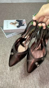 Athar Heels Sendal wanita high heels slop Tali belakang Karet sepatu Mules Hak 3cm Tali Karet Alas Kaki Super Empuk