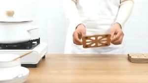 แผ่นไม้รองกันความร้อน แผ่นไม้รองจาน ถาดรองแก้ว แผ่นไม้สำหรับรองหม้อ กระทะ จาน ชาม ที่ร้อน G2761