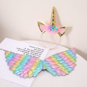 Colorful Butterfly Wings Elf Angel Wings Headband Unicorn Wings Birthday Decoration Performance Props Fairy Tale Party Supplies