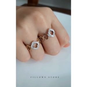 Cincin Titanium Motif Bunga Perhiasan Fashion Wanita Model Simple Elegan Sederhana Anti Karat