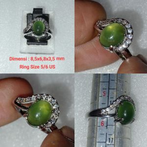 Batu Hijau Botol Green Serpentine Luster Kilau For Lady Ring Wanita Size 5/6 US