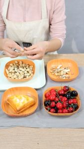 20/40Pcs Plastic Wooden Design Plate Kitchen Square Plate Set Cake Dessert Dish Tray Household Snack Plate Tableware