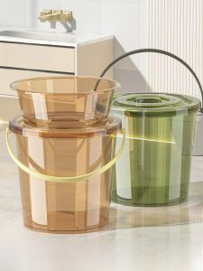 Thickened Transparent Portable Water Bucket for Laundry And Bathing Student Dormitory Household Use with Lid Bucket Basin