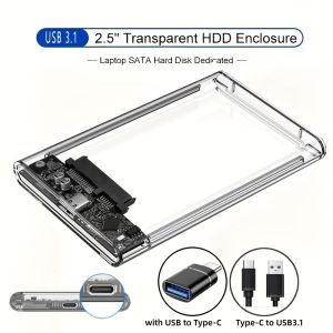 Congdi | 2.5-inch Mobile Hard Drive Enclosure USB 3.0/Type C HDD Case for 9.5mm 7mm SATA III II I Support UASP High Speed Tool-Free