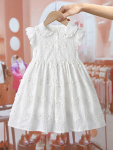 Girls Casual Summer Dress Embroidered Cotton Sleeveless Princess Skirt Childrens Summer Clothes A-Line Midi Dress for Kids