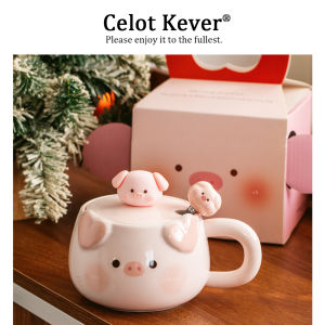 Cute Pig Ceramic Mug With Lid