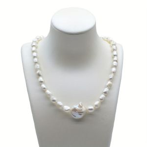 Baroque Pearl Necklace Natural Large Baroque Pearl Pendant Fashionable Necklace With Extension Chain Suitable For women To Wear