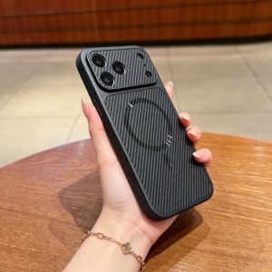 Luxury Carbon Fiber Magnetic Hard PC Case for IPhone Air 17 16 15 14 13 Pro Max IPhone17 ProMax for Magsafe Cooling Phone Cover