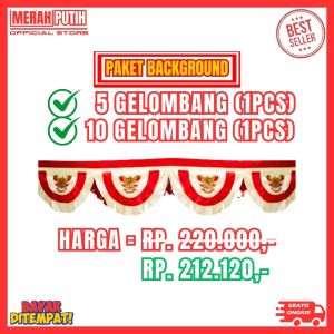 Merah Putih Store - Paket Bendera Rempel Background Garuda Merah Putih (Mini & Jumbo) 5 gel & 10 Gel