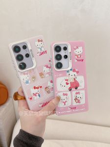 Cute Cat Phone Case for Samsung S25 Ultra S24 plus S23U S22S21 Hellokitty Style Kawaii Design Girl Heart Hard Shell Protection